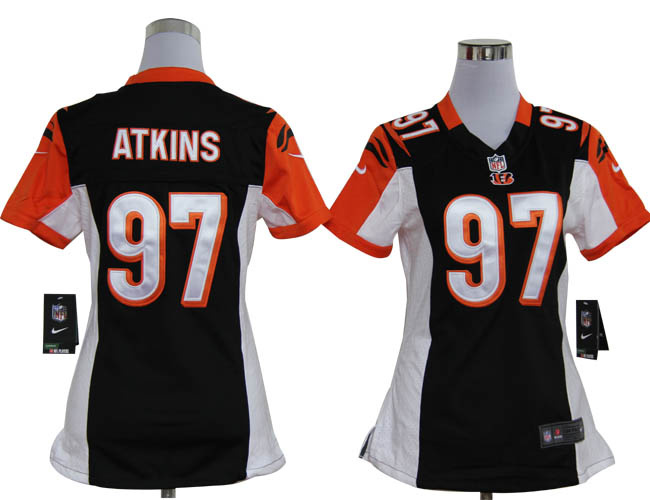 Nike North Cincinatti Bengals 97 Geno Atkins Women's Black Game NFL Jerseyss